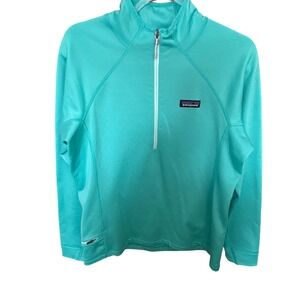 Patagonia Womens Aqua Blue 1/4 Zip Pullover Sweatshirt Size M
